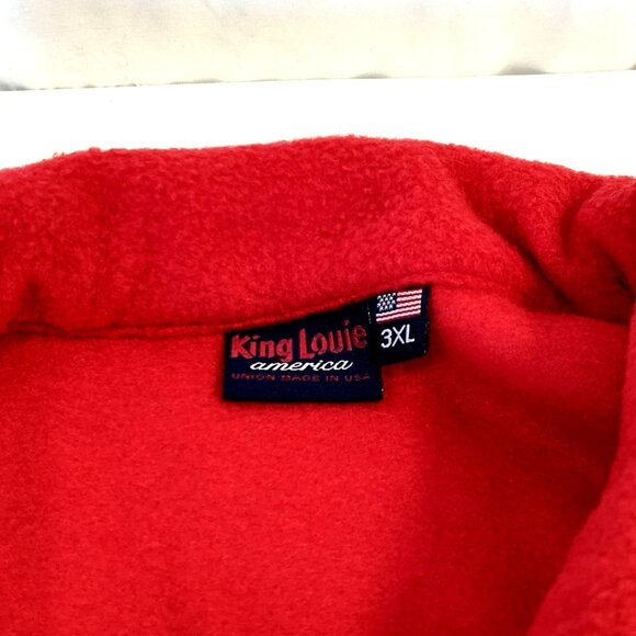 King Louie America Fleece 1/4 Zip Pullover Sweatshirt Red Men 3XL Union Made USA - Picture 3 of 8